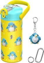 MYFOREST 14oz/400ml Insulated Kids Water Bottle, Odor-Free Surgical Grade Liner, Dishwasher-Safe, Name Spot, Soft Sipper (Penguin) - Image 2