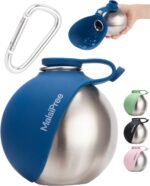 MalsiPree 2-in-1 Portable Dog Water Bottle and Travel Bowl for Small Dogs - Stainless Steel Dog Water Jug for Walking, Hiking, and Car Trips - Leak-Proof Dog Water Bottle Portable - 10oz Navy - Image 2