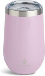 Manna Airén Double Wall Insulated Stainless Steel Stemless Wine Cup Tumbler with Splash-Proof Lid - 16 Oz - Ballet Slipper - Image 2