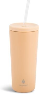 Manna Ranger Double-wall Insulated Stainless Steel Tumbler with Leak-proof Smart Seal Lid and Reusable Tritan Straw - 24 Oz - Sand - Image 2