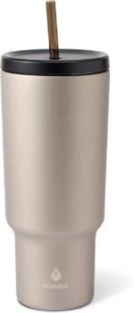 Manna Ranger XL Double-wall Insulated Stainless Steel Tumbler with Leak-proof Smart Seal Lid and Reusable Tritan Straw - 40 Oz - Matte Silver - Image 2