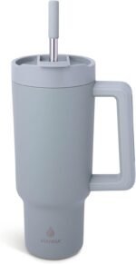 Manna Stainless Steel Double Wall Insulated Tumbler with Smart Seal Dual Sip Lid and Straw Fit Handle - 40 Oz - Soft Meadow Powder Coat - Image 2