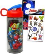 Marvel Avengers Plastic Water Bottle for Boys and Girls ~ 3pc Bundle with MCU Superheroes Reusable Water Bottle For Home, School, and Sports, Avengers Stickers, and Door Hanger - Image 2