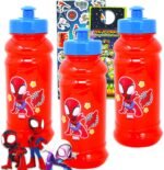 Marvel Spidey and Friends Plastic Water Bottle for Boys and Girls - 3pc Spiderman Travel Bundle with Reusable Water Bottle For Home, School, and Sports, Spiderman Stickers, and More - Image 2