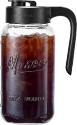 Mason Jar Pitcher - Airtight & Leakproof Glass Pitcher with Lid, Perfect for Breastmilk, Cold Brew, and Sun Tea, 2 Quart (64 oz) 1/2 Gallon Mason Jar with Pour Spout Lid - Image 2
