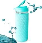 Masontops 3 PC Mason Jar Water Bottle Set - 1 X 16 oz Regular Mouth Jar - 1 Turquoise Insulator Sleeve - 1 Turquoise Drinking Lid - Image 2