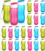 Maxdot 20 Pcs Reusable Water Bottles Bulk for Kids 12 oz Plastic Sports Water Bottle Gym Lightweight Snap Lid Bottle Easy Carry Leak Proof Bottles for Outdoor Fitness - Image 2