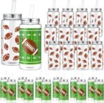 Maxdot 24 Pack 14.2 OZ Football Plastic Cups with Lid and Straw Bulk Football Cup with Lid and Straw Clear Reusable Plastic Juice Bottles Tumbler for Sport Themed Party Favors Birthday Team Gifts - Image 2