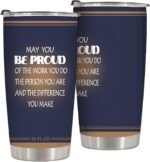 May You Be Proud Of The Work You Do,20 Oz Stainless Steel Iced Coffee Tumbler,Funny Travel Coffee Mug Cup Water Bottle,Thankyou Employee Appreciation Gifts for Colleague Coworker Teacher Women,1 Pcs - Image 2