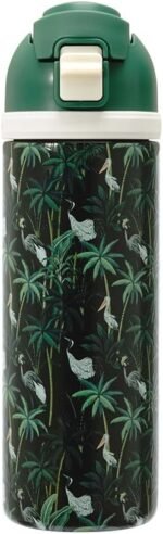 Mayim Capsule – 24oz Vacuum Insulated Water Bottle with Locking Lid & Carry Handle | Stainless Steel Travel Tumbler for Iced Coffee & Water | BPA-Free, Leakproof (Black – Tropical Forest Greens) - Image 2