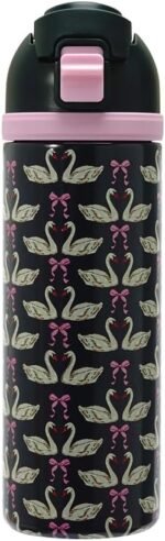 Mayim Capsule – 24oz Vacuum Insulated Water Bottle with Locking Lid & Carry Handle | Stainless Steel Travel Tumbler for Iced Coffee & Water | BPA-Free, Leakproof (Blue – Swan Soirée) - Image 2