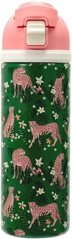 Mayim Capsule – 24oz Vacuum Insulated Water Bottle with Locking Lid & Carry Handle | Stainless Steel Travel Tumbler for Iced Coffee & Water | BPA-Free, Leakproof (Jungle Green – Safari Chic) - Image 2