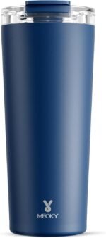 Meoky 24 oz Travel Coffee Mug with Leak-proof Lid, Stainless Steel Insulated Coffee Tumbler, Keeps Hot for 8 Hours or Cold for 24 Hours, Fits in Car Cup Holder (Sea) - Image 2