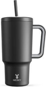 Meoky 30 oz Tumbler with Handle, Tumbler with Lid and Straw, Insulated Stainless Steel Travel Mug, 100% Leak-proof, Cupholder Friendly, Keeps Cold for 24 Hours or Hot for 8 Hours (Night) - Image 2