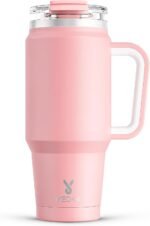 Meoky 32 oz Tumbler with Handle, Insulated Tumbler with Lid and Straw, Stainless Steel Travel Mug, Keeps Cold for 24 Hours, 100% Leak Proof, Fits in Car Cup Holder (Blush) - Image 2