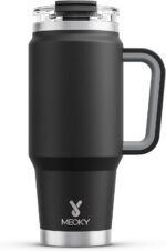 Meoky 32 oz Tumbler with Handle, Insulated Tumbler with Lid and Straw, Stainless Steel Travel Mug, Keeps Cold for 24 Hours, 100% Leak Proof, Fits in Car Cup Holder (Night) - Image 2