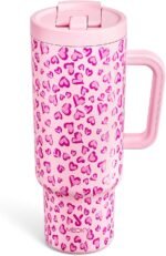 Meoky 40 oz Tumbler with Handle and Flip Straw, 100% Leakproof Tumbler with Lid and Straw, Stainless Steel Insulated Cup, Cupholder Friendly, Keeps Cold for 34 Hours (Love) - Image 2