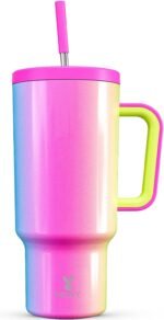Meoky 40oz Tumbler with Handle, Leak-proof Lid and Straw, Insulated Coffee Mug Stainless Steel Travel Mug, Keeps Cold for 34 Hours or Hot for 10 Hours (Carnival) - Image 2