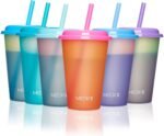 Meoky Color Changing Cups with Lids and Straws for Kids 6Pack 12oz Plastic Reusable Cold Drink Tumblers Summer Party Cups - Image 2