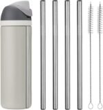 Metal Replacement Straws for Owala Water Bottle 24 oz 32 oz, With 2 Cleaning Brush, Reusable Stainless Steel Straws Compatible With Owala Water Bottle-4 PCS - Image 2