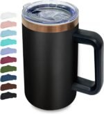 Metalya 20 oz Insulated Coffee Mug with Lid, Stainless Steel Coffee Tumbler Bulk, Double Wall Vacuum Travel Mug with Handle, Leakproof Powder Coated Coffee Cups for Hot and Cold Drinks (Black,1 pack) - Image 2