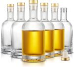 Mfacoy Set of 6 Clear Glass Bottles, 6 oz, Reusable, T-Top Cap, Perfect for Wine, Oil, Vinegar, Kombucha, Beer, Water, Soda, Juices - Image 2
