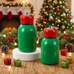 Mifoci 2 Pcs 10oz Mini Water Bottles Christmas Green Stainless Steel Slim Insulated Thermal for Hot Cold Drink Small Vacuum Portable Water Bottle for Christmas Women Gifts Travel Camping Hiking - Image 2
