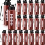 Mifoci 20 Pieces Sports Water Bottle Bulk 17 oz Reusable Plastic Biking Water Bottle Tumbler Adults Reusable Large Bottles with Leak Proof Flip Top for Party Outdoor (Football) - Image 2