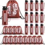 Mifoci 24 Pieces Football Water Bottle and Football Drawstring Backpack Set 12 Pcs 17 oz Reusable Plastic Sports Water Bottle 12 Pcs Gym Goodie Gift Bag for Summer Gym Travel Party Outdoor - Image 2