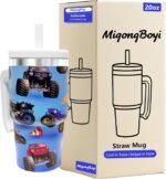 MigongBoyi 20-OZ Insulated Water Bottle,Insulated Stainless Steel Tumbler,Reusable Cold Drink Thermos,BPA-Free, Double-Wall Stainless Steel Water Bottle (Light blue-Monster truck, 20, Fluid Ounces) - Image 2