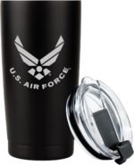 Military Gift Shop 20oz Air Force Tumbler, Double-Walled Insulated Steel USAF Coffee Mug with Lid | Air Force Gifts | USAF 20oz Tumbler - Image 2