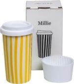 Millie 12oz Ceramic Tumbler - Stylish Travel Coffee cup with Lid, Microwave & Dishwasher Safe - Ceramic Travel Mug with Lid - Unique Gift Idea for Women & Men Who Love Coffee on the Go - Image 2