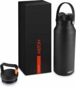 Milton 40 Oz Stainless Steel Water Bottle with Straw Lid - 2 lids included, Double Walled Vacuum insulated Thermos, 12 Hour Hot, 24 Hour Cold, Leak proof design for Sports, Gym, Ultrasip, Black - Image 2