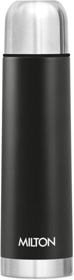 Milton Eco-Flip 500 Thermosteel Double Walled Vacuum Insulated Thermos Flask, 500 ml, 24 Hours Hot & Cold Water Bottle for Office, Hiking, Trekking, Travel, Black - Image 2