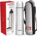 Milton Thermosteel Flip Lid 1000, Double Walled Vacuum Insulated Thermos 1000 ml | 34 oz | 1 Ltr | 24 Hours Hot and Cold Water Bottle with Cover, Stainless Steel, BPA Free,Leak Proof | Silver - Image 2