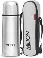 Milton Thermosteel Flip Lid Flask 350, Double Walled Vacuum Insulated Thermos 350 ml | 12 oz | 24 Hours Hot and Cold Water Bottle with Cover, 18/8 Stainless Steel, BPA Free, Leak-Proof | Silver - Image 2