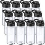 Mimorou 12 Pcs Plastic Water Bottles Bulk 17 oz Reusable Sports Bottles Portable Sports Drink Cups Pack with Handle for Kids Adults School Teams Gym Hike Camping Cycling(Clear) - Image 2