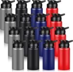 Mimorou 16 Pack Aluminum Water Bottles with Snap Lid Aluminum Reusable Sports Lightweight Leak Proof Water Bottles Bulk for Gym Hiking Cycling Sports Outdoor(13.5 oz) - Image 2