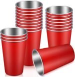 Mimorou 20 Pack 16 oz Stainless Steel Pint Cups Metal Cups Unbreakable Drinking Water Tumblers Stackable tumbler for Adults Bar Home Restaurant Travel Picnic Camping Outdoor(Red) - Image 2