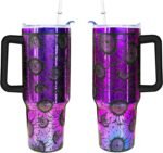 Mindunm 40 oz Sunflower Laser Engraving Tumbler With Handle With Lid Straw Double Insulated Travel Coffee Cup Travel Accessories Must Have Gifts For Women - Image 2