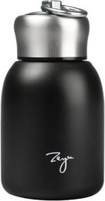 Mini 12oz Stainless Steel Water Bottle, Small Vacuum Insulated Water Bottle Leak Proof Sport Tumbler Cup Hot and Cold Water Bottle for Women Girls Kids Gift Milk Tea Lunch (Black) - Image 2