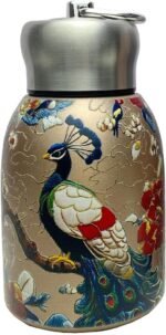 Mini Stainless Steel Thermal Bottle Small Vacuum Insulated Water Bottle, Portable Leakproof Sport Tumbler Cup Hot and Cold Travel Mug 10 oz (GoldPeacock) - Image 2