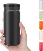Mini Thermos Cute Water Bottle - 7 oz Tiny Insulated Vacuum 18/10 Stainless Steel Small Flask - Leak Proof & Spill Proof & Keeps Cold and Hot for Drink, Coffee, Tea (Black) - Image 2