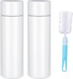 Mini Water Bottle, 2PCS 5oz Cute Small Purse Water Bottle, Portable Insulated Stainless Steel, BPA-Free Double Wall Vacuum Keep Hot & Cold Reusable Leak Proof Stainless Steel (White With Cup Brush) - Image 2