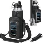 MoKo Magnetic Gym Bag, Magnetic Water Bottle Holder with Clear Phone Pouch, Built-in 4 Magnets Fitness Bag for Men and Women Compatible with Most Water Bottles, Gym Accessories Gifts, Black - Image 2