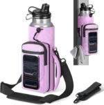 MoKo Magnetic Gym Bag, Magnetic Water Bottle Holder with Clear Phone Pouch, Built-in 4 Magnets Fitness Bag for Men and Women Compatible with Most Water Bottles, Gym Accessories Gifts, Purple - Image 2