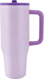 Modern 40 oz Tumbler with Handle & Simple Flip Straw - Car Cup Holders, Leak Resistant Water Bottle-Reusable Insulated Stainless Steel & Rubber Base - Gifts for Women & Men | Traveler (Lilac Glow) - Image 2