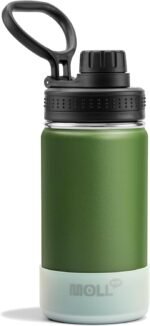 Mollcity 12 oz Water Bottle for Kids School-Reuasble Stainless Steel Vacuum Insulated Wide Mouth Water Bottle for Travle Sports (Grass Green) - Image 2