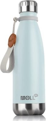 Mollcity Insulated Water Bottle-17 oz Stainless Steel Double Walled Vacuum Water Bottles for School Cola Shape Leak Proof Sports Water Bottle BPA Free(Baby Blue) - Image 2