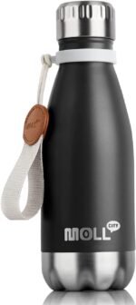 Mollcity Kids Water Bottle 9 oz Stainless Steel Vacuum Insulated Metal Water Bottle for School Leak Proof Cola Shape Mini Water Bottle for Boys Girls(Black) - Image 2